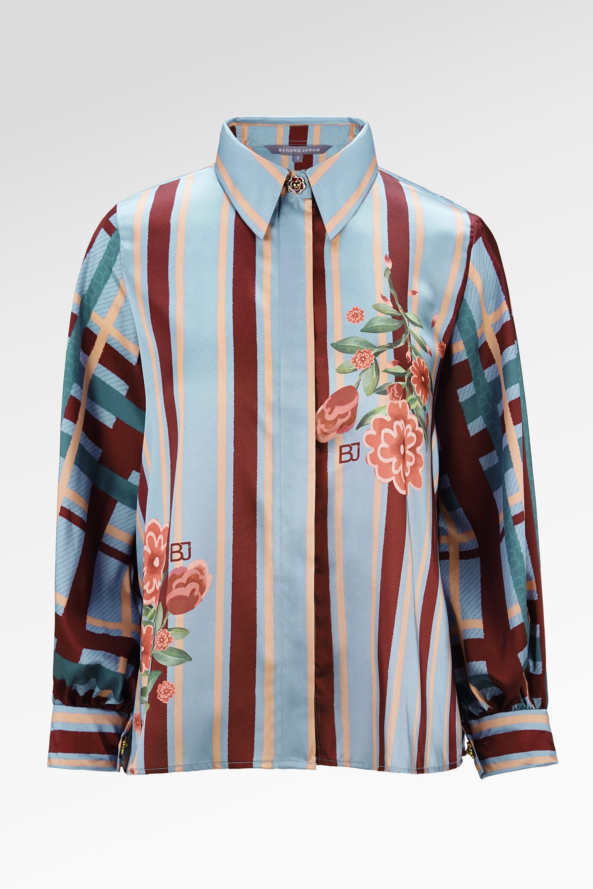 Selena Crop Shirt - Navy Peony