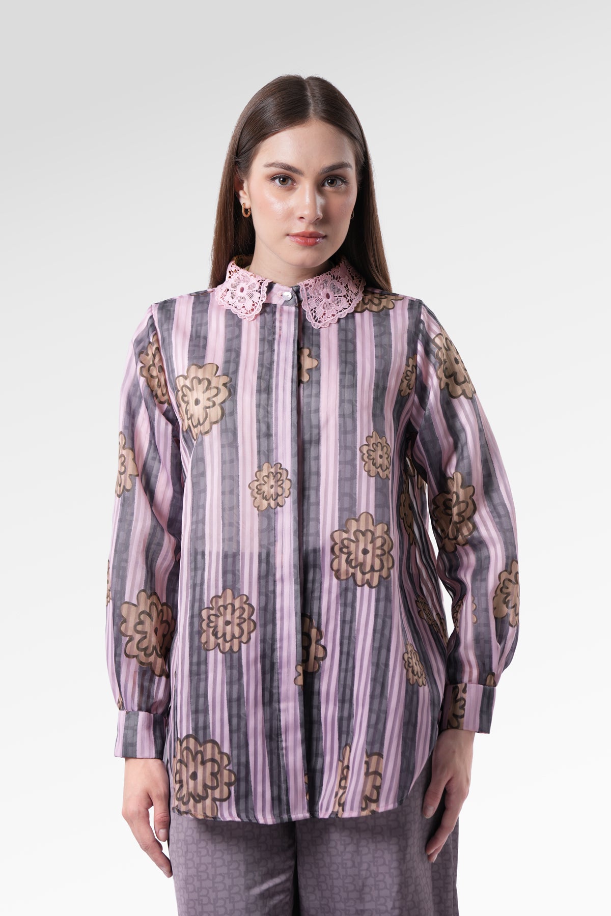 Selena Lace Collar Shirt - Brunia