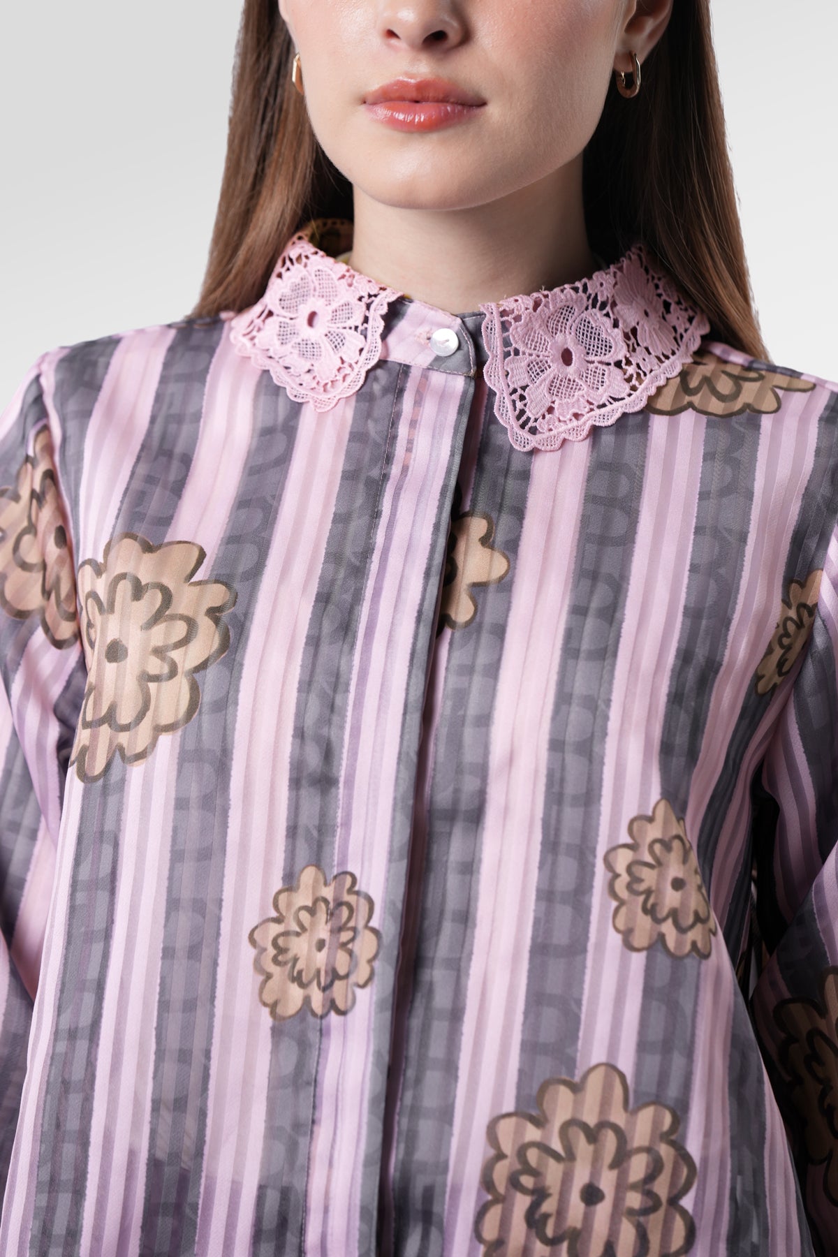 Selena Lace Collar Shirt - Brunia