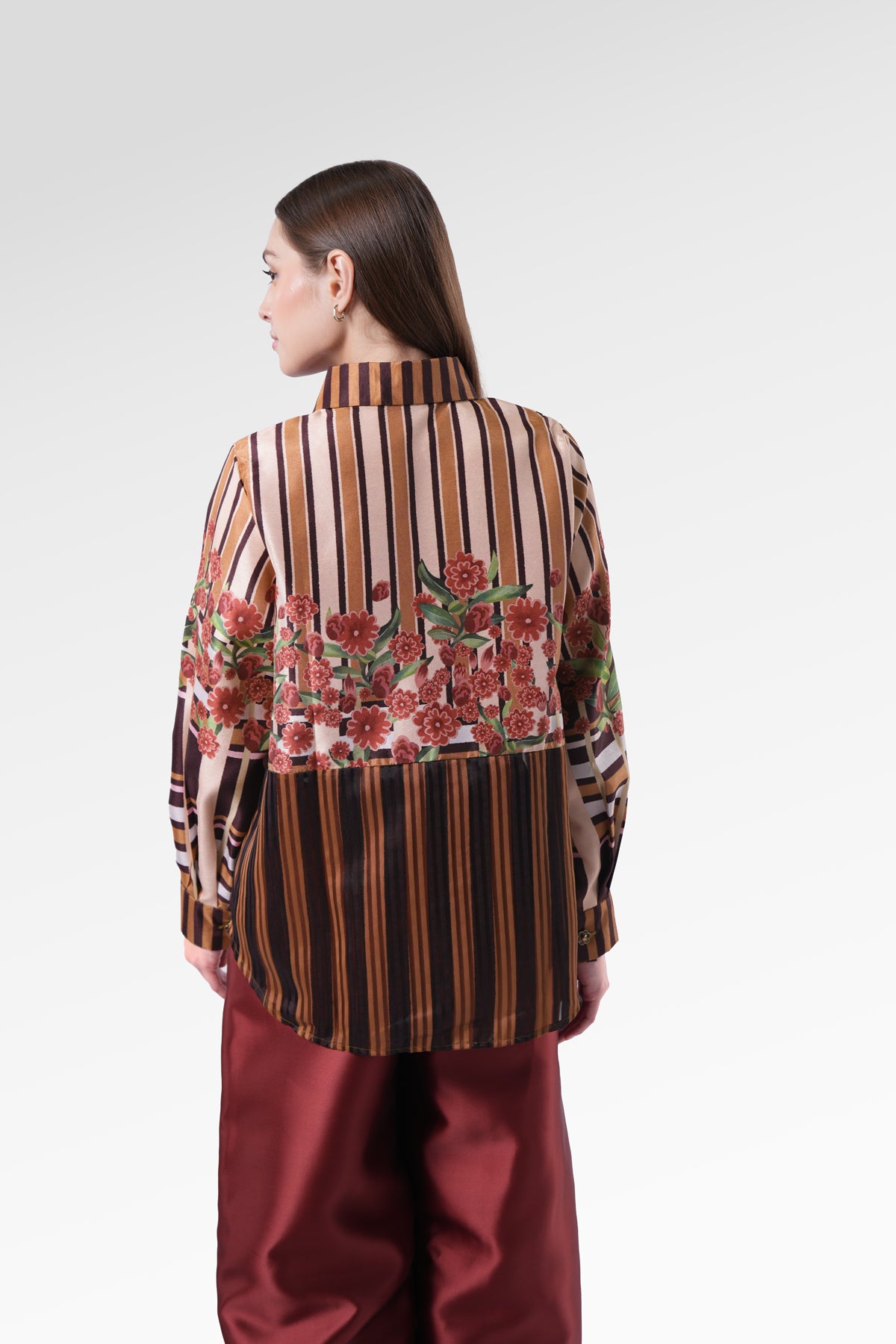 Selena Mix Fabric Shirt - Rose