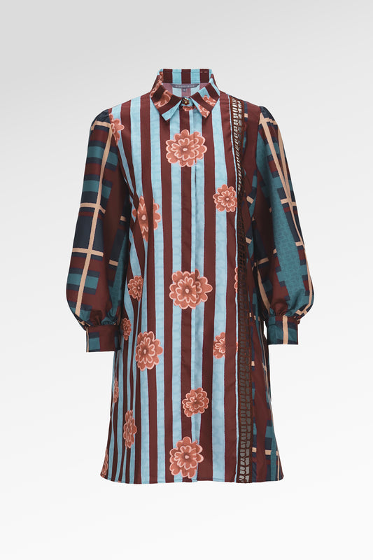 Selena Tunic Shirt - Navy Peony