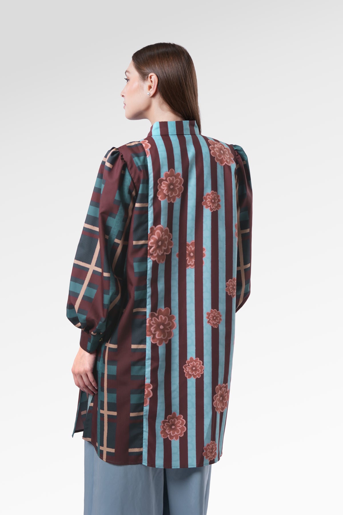 Selena Tunic Shirt - Navy Peony