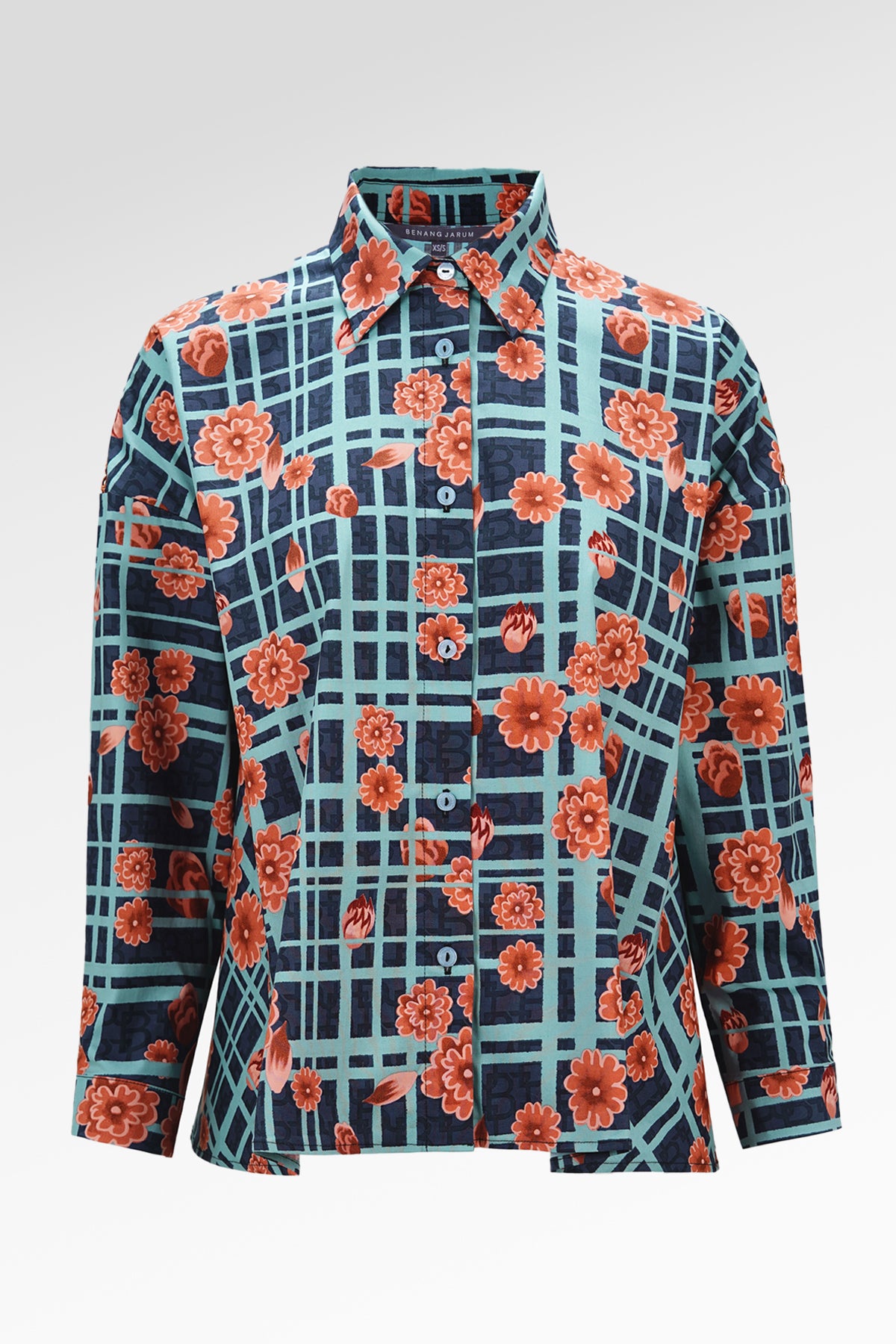 Selena Oversized Shirt - Navy Peony