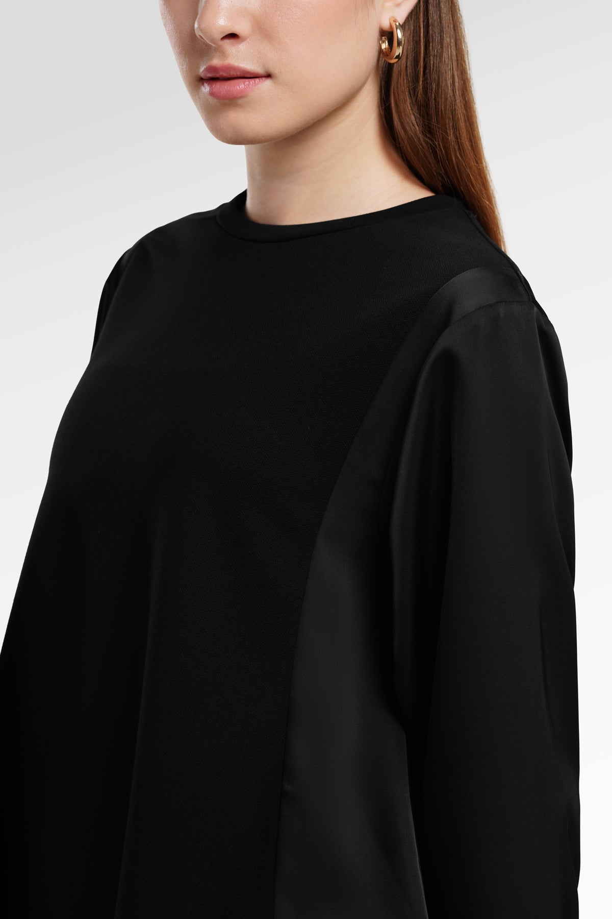 Sienna Mix Fabric Blouse - Black