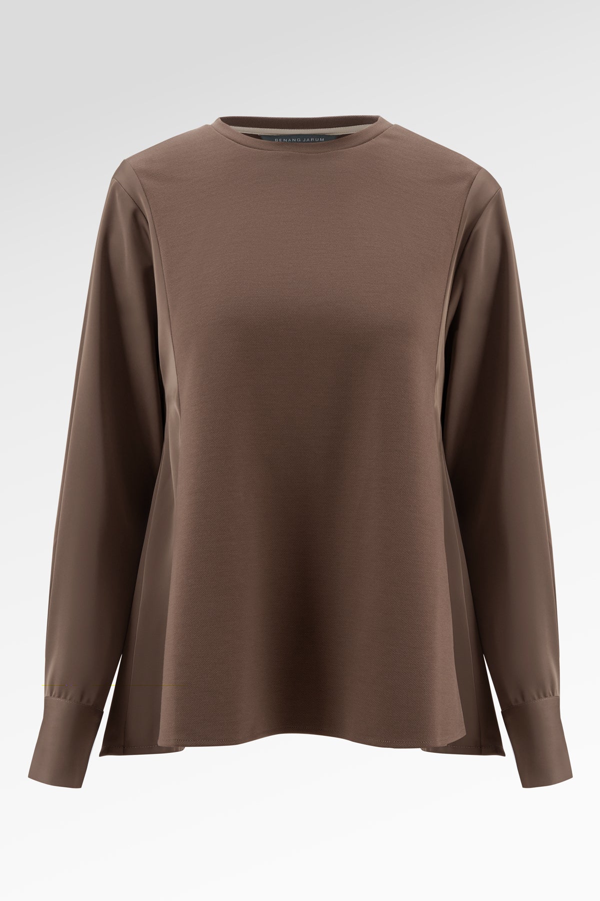Sienna Mix Fabric Blouse - Dark Taupe