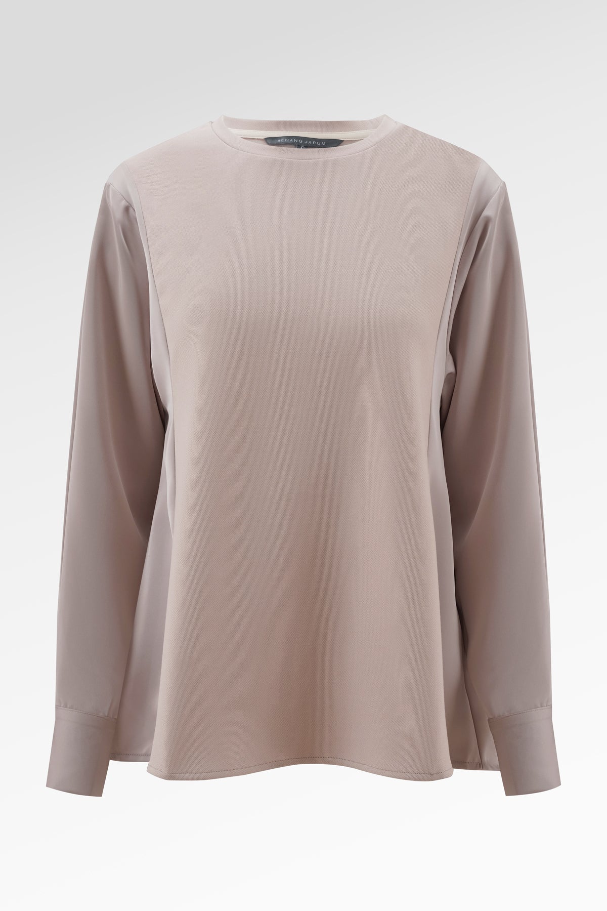 Sienna Mix Fabric Blouse - Light Taupe