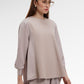 Sienna Mix Fabric Blouse - Light Taupe