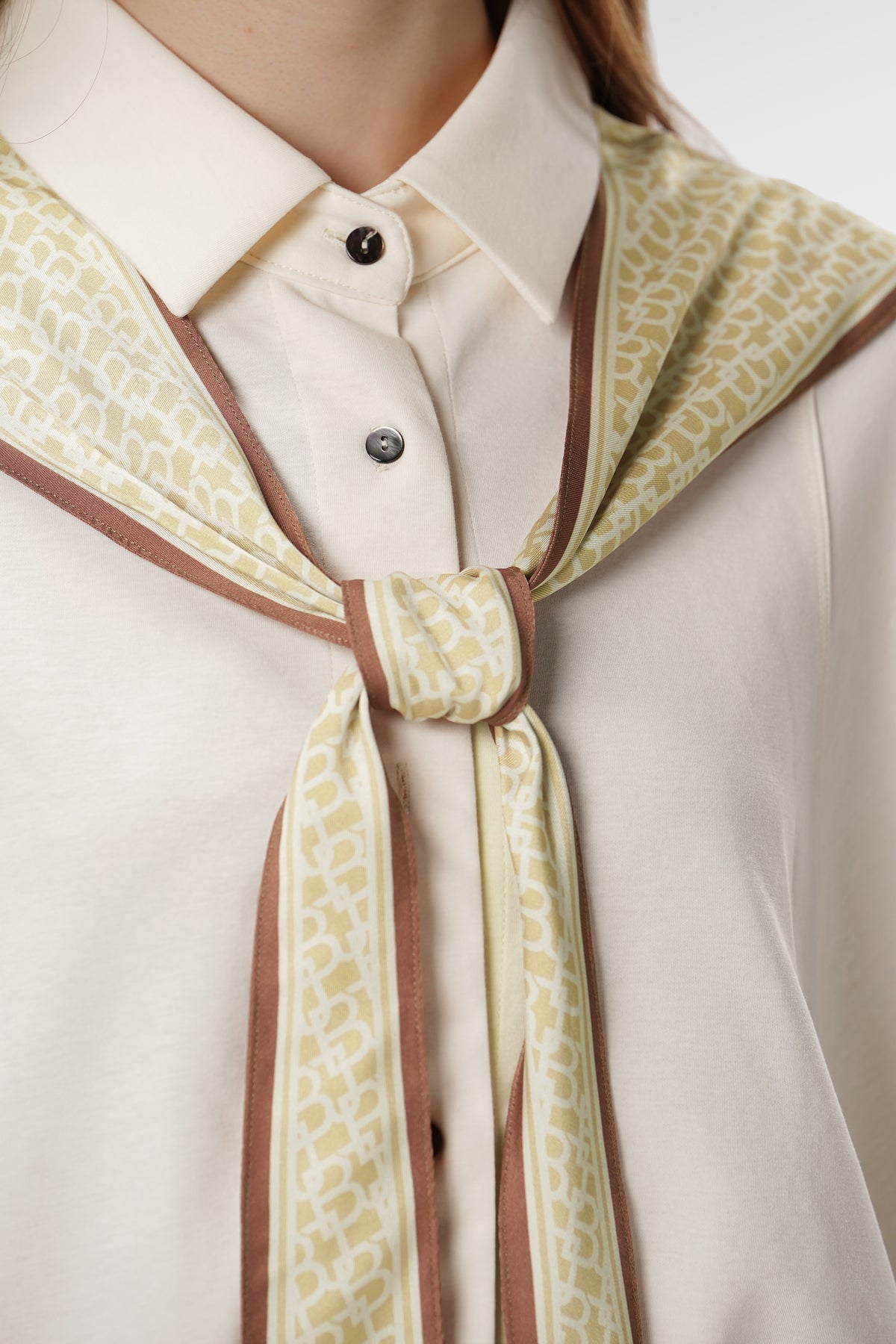 Signature Monogram Neck Scarf - Cream