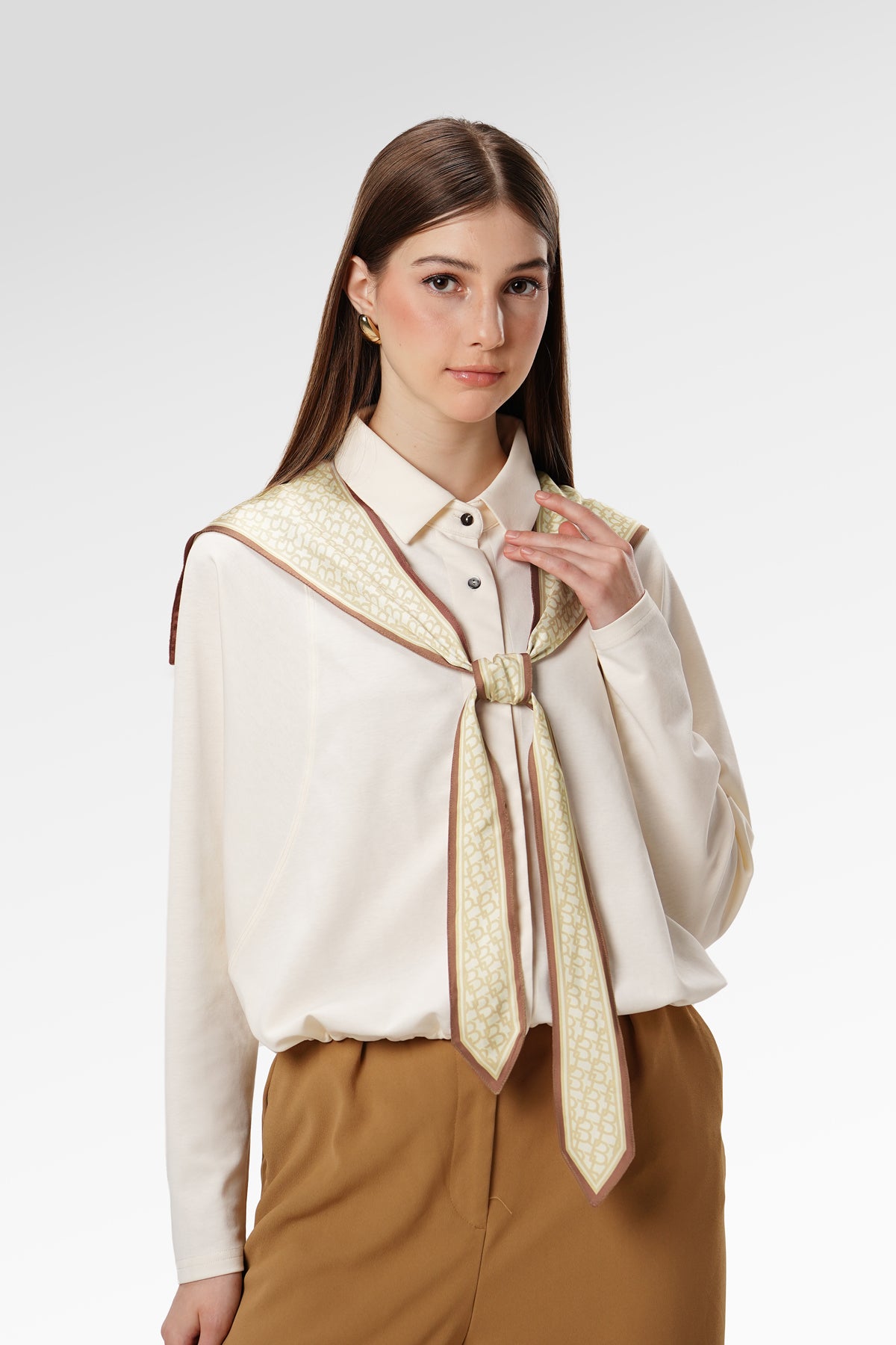 Signature Monogram Neck Scarf - Cream