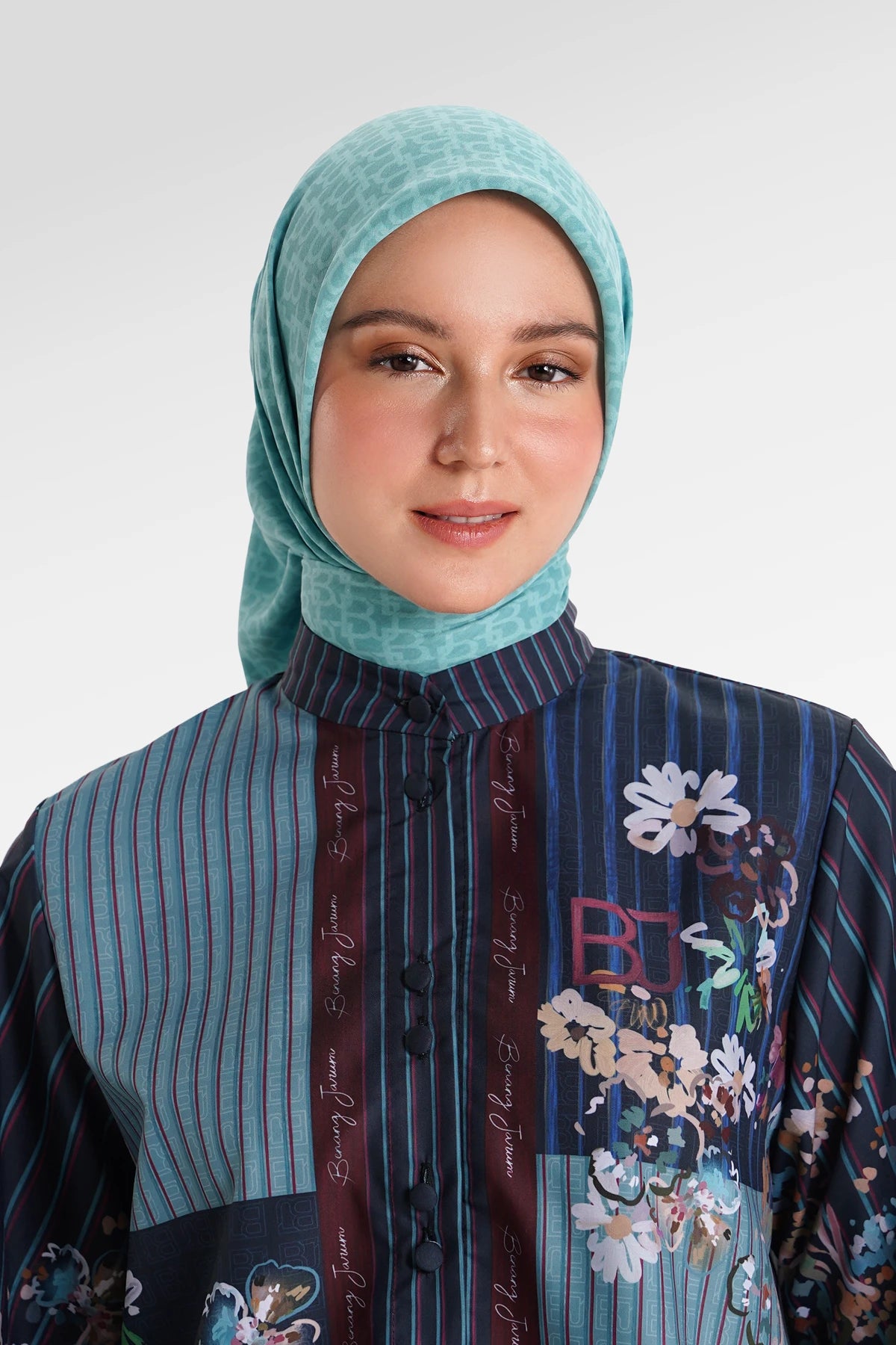 Signature Monogram Scarf - Turqoise