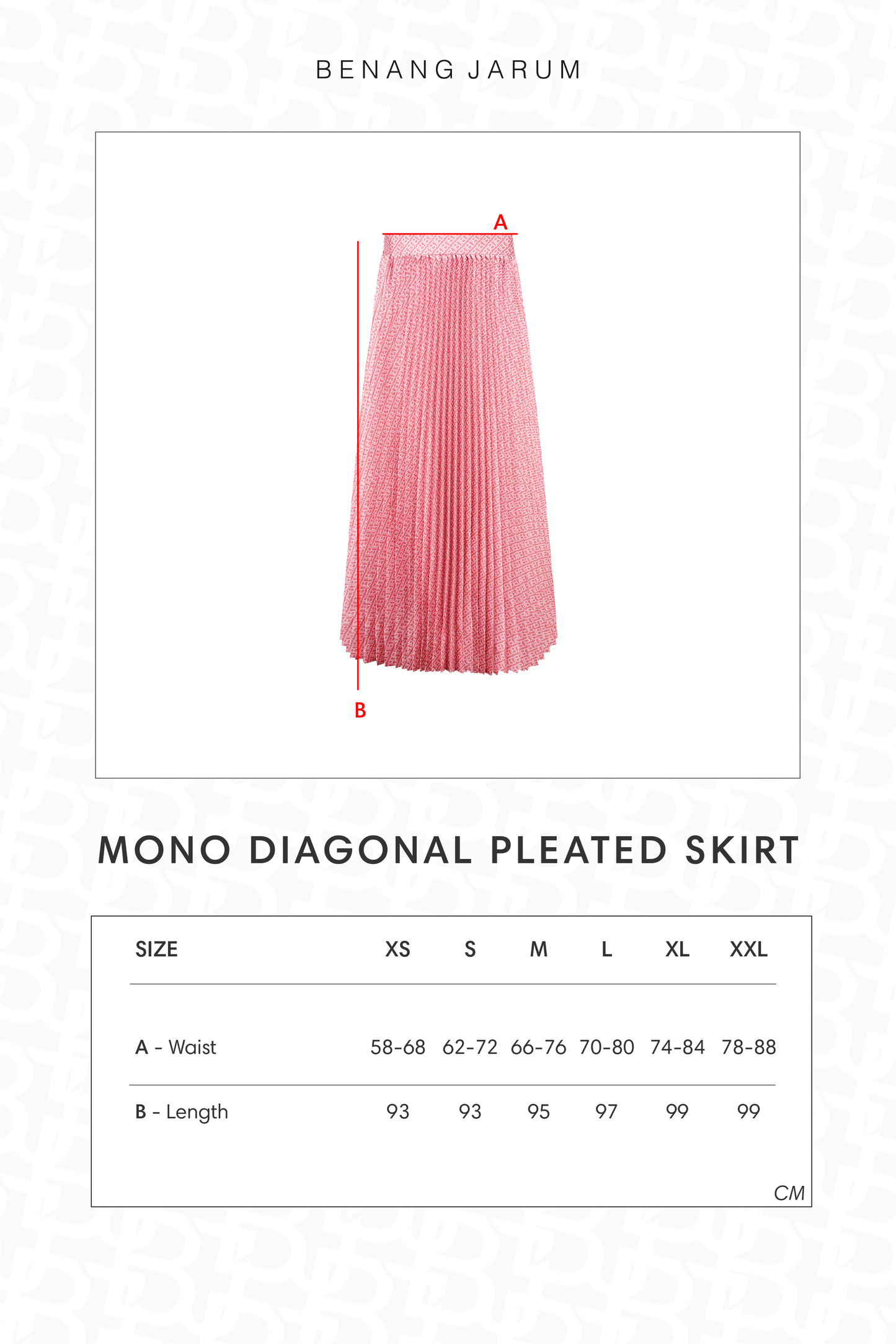 Mono Diagonal Pleated Skirt - Sorbet
