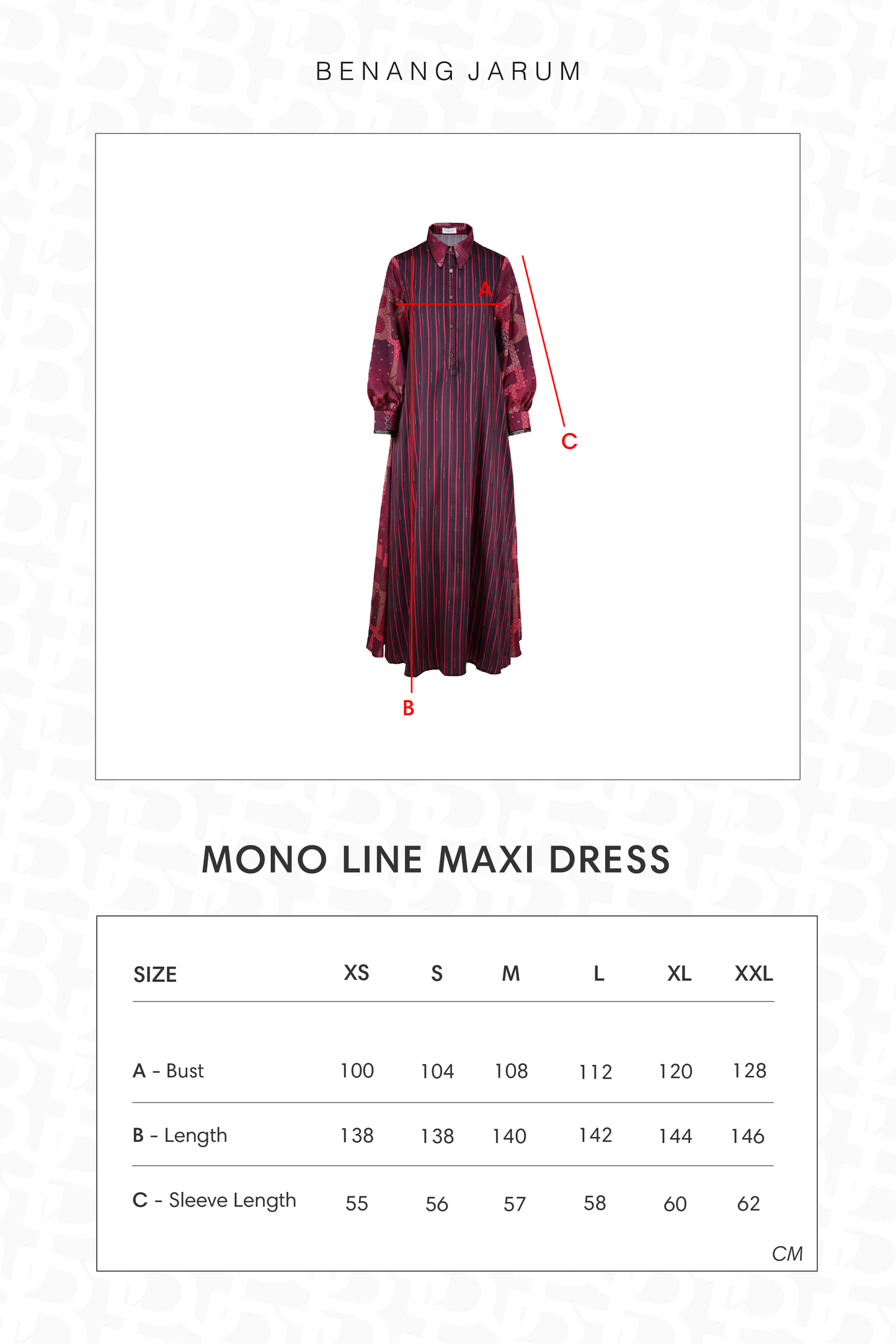 Mono Line Maxi Dress - Berry