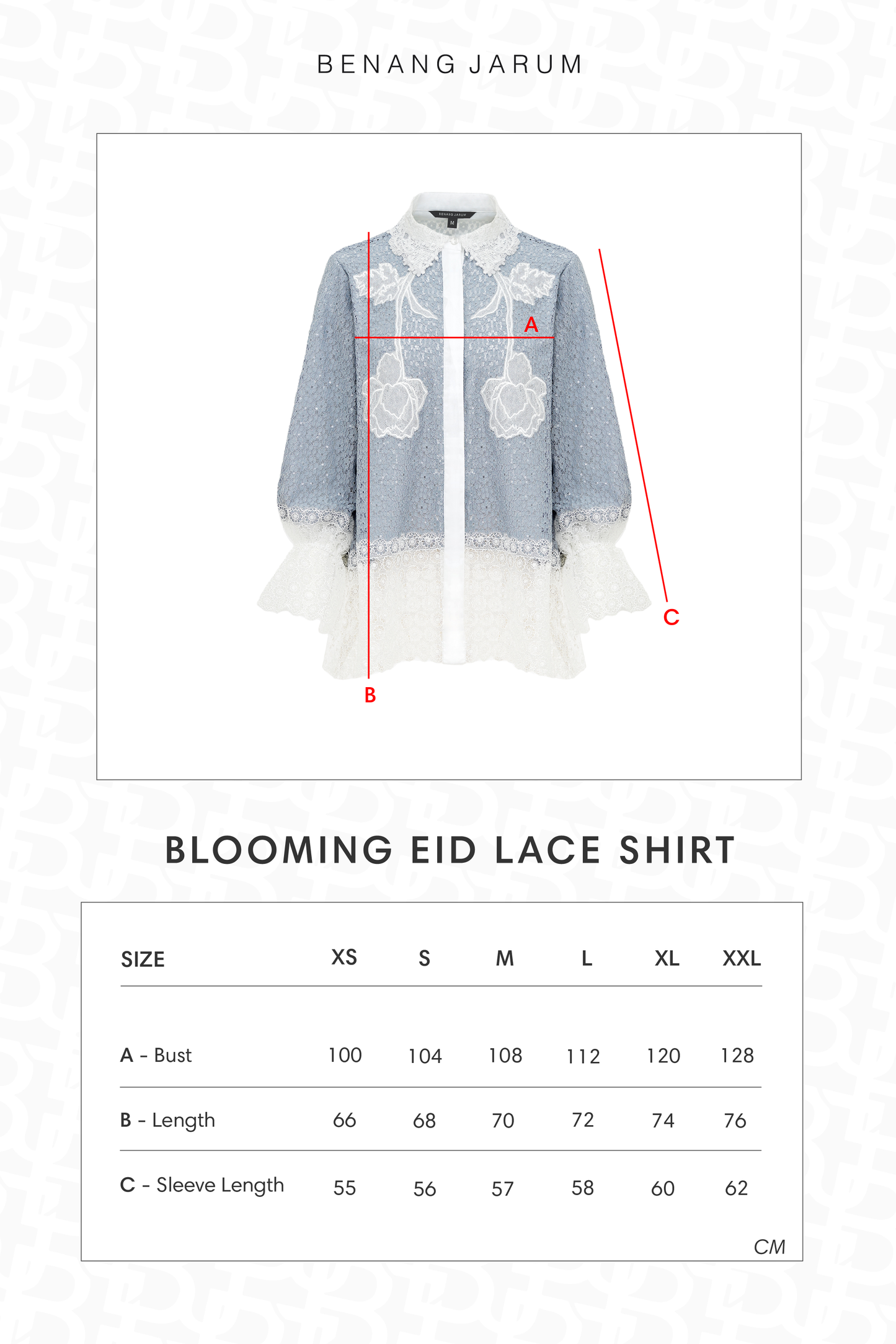 Blooming Eid Lace Shirt - Blue Bell