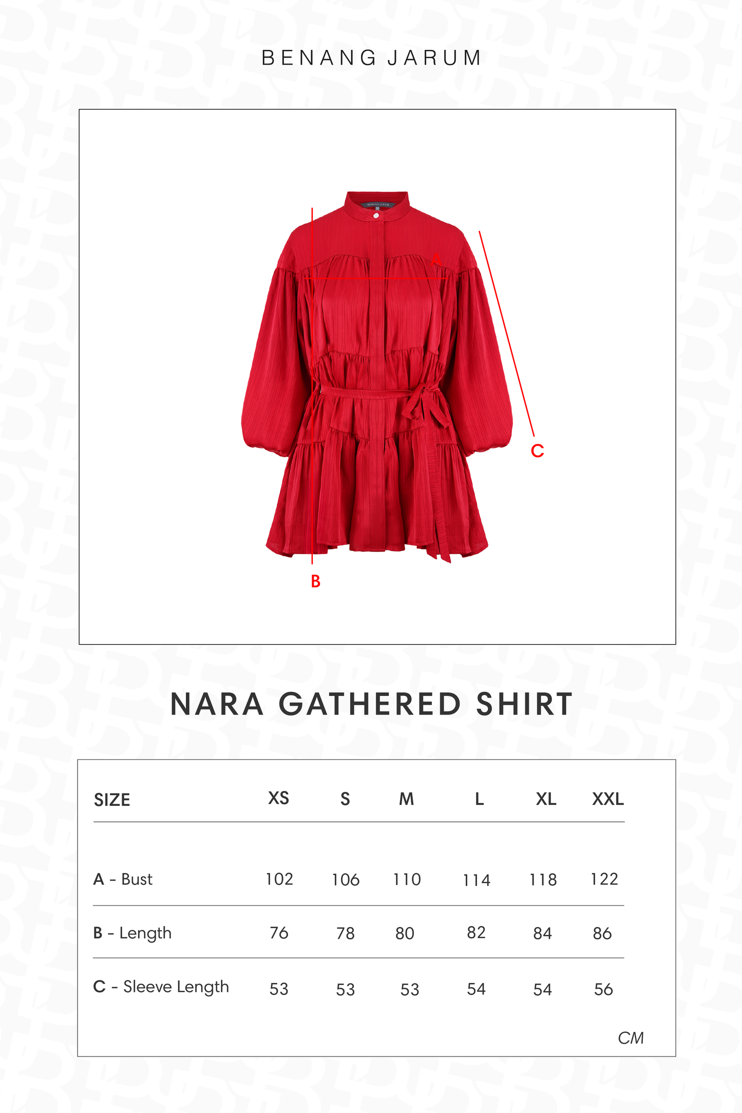 Nara Gathered Shirt - Red