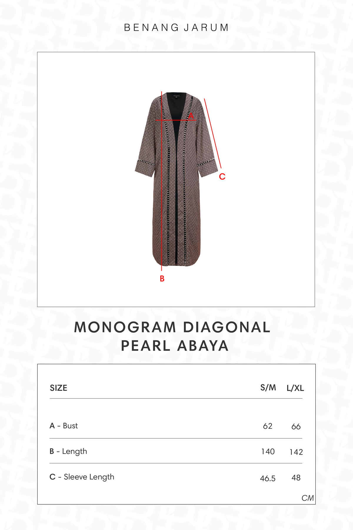 Monogram Diagonal Pearl Abaya - Black Choco