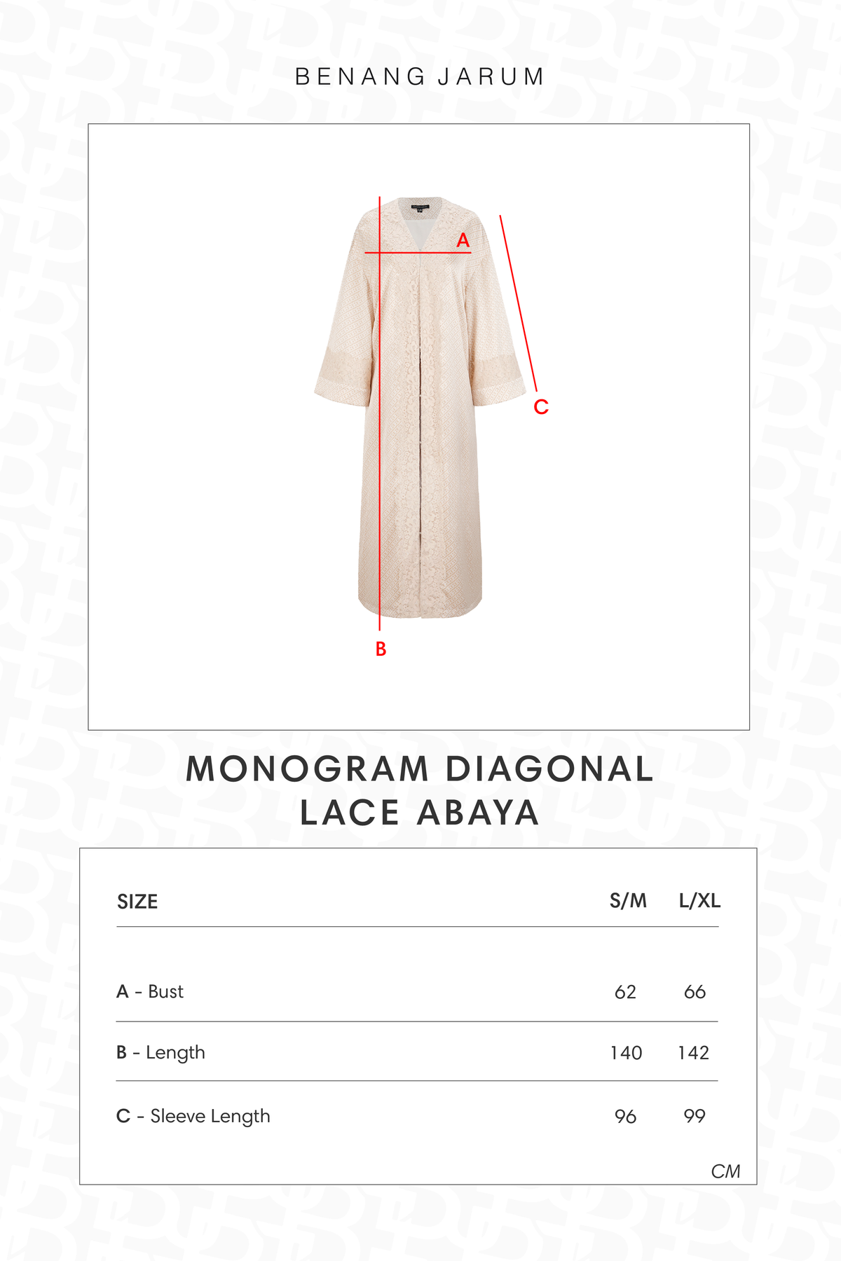 Monogram Diagonal Lace Abaya - Sand