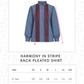 Harmony in Stripe Back Pleated Shirt - Maroon Navy