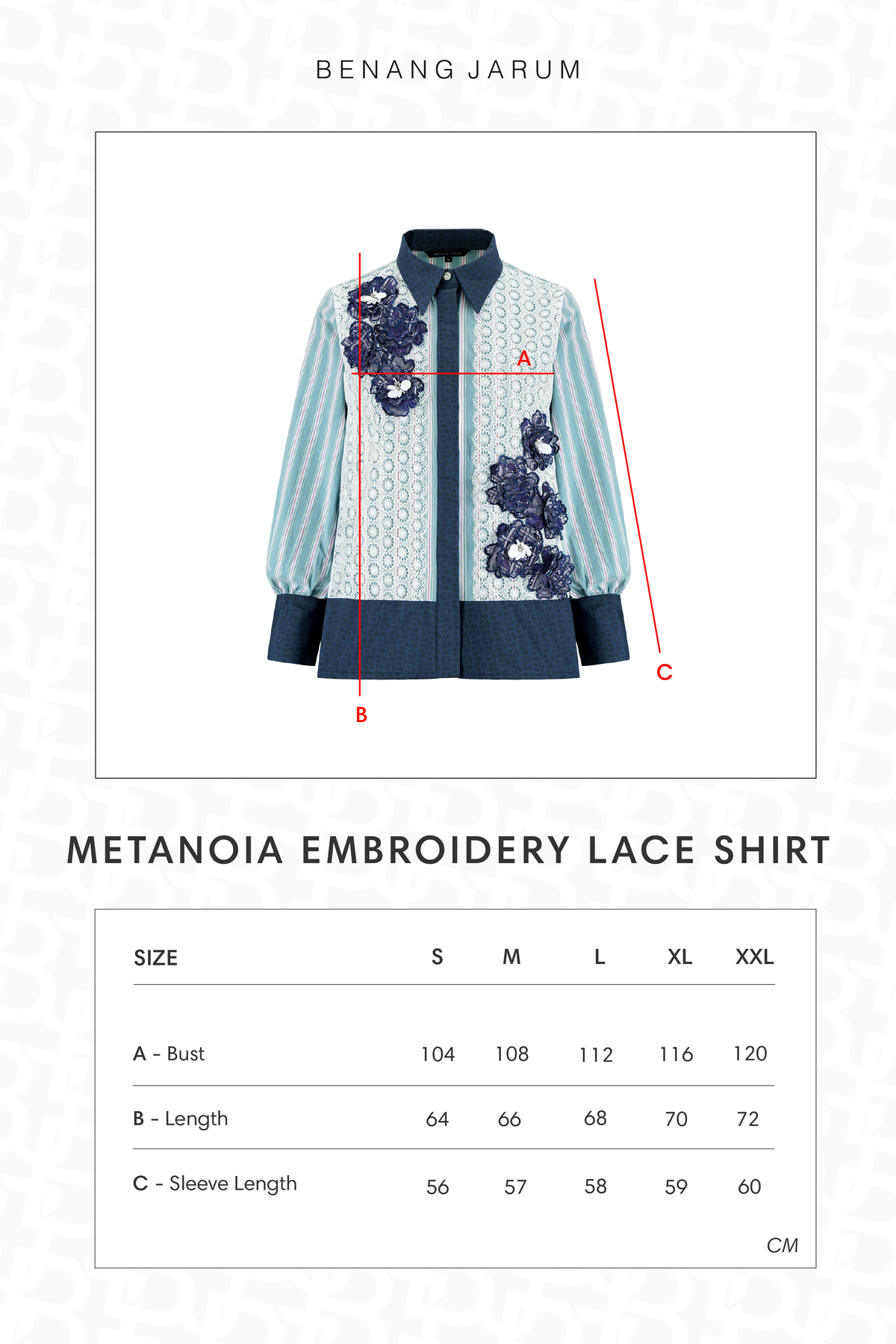 Metanoia Embroidery Lace Shirt - Blue Morpho