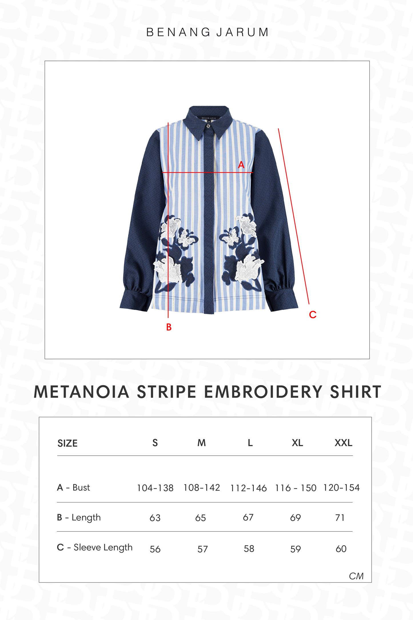 Metanoia Stripe Embroidery Shirt - Blue