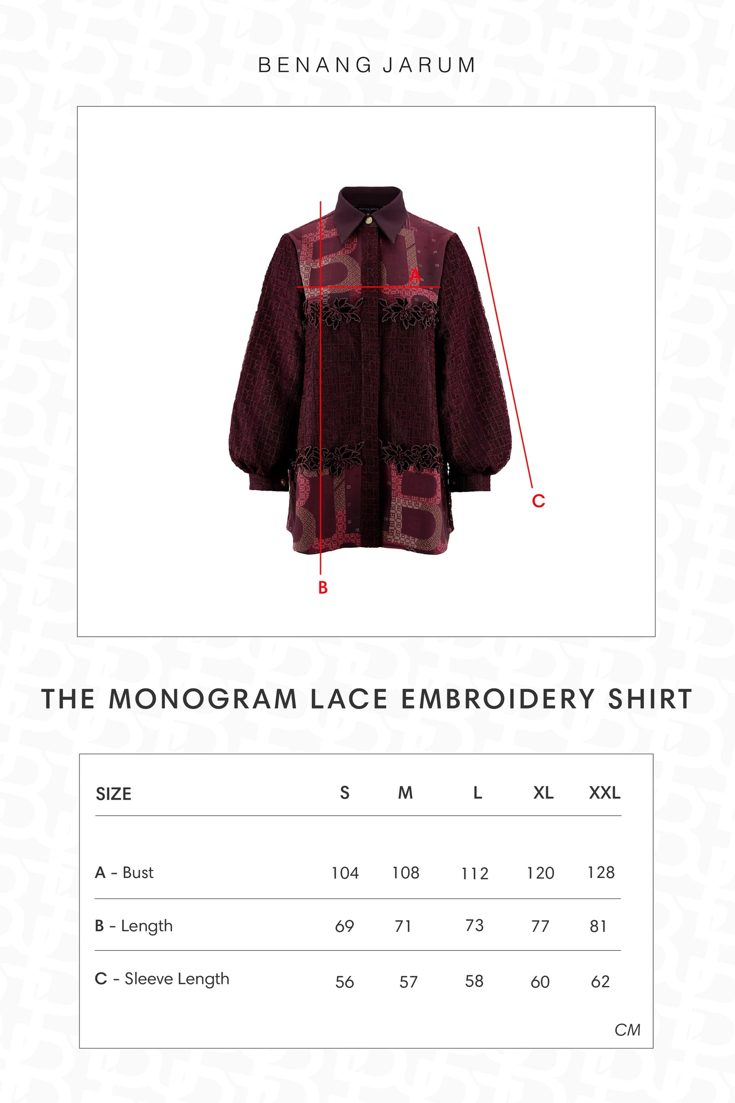 The Monogram Lace Embroidery Shirt - Berry