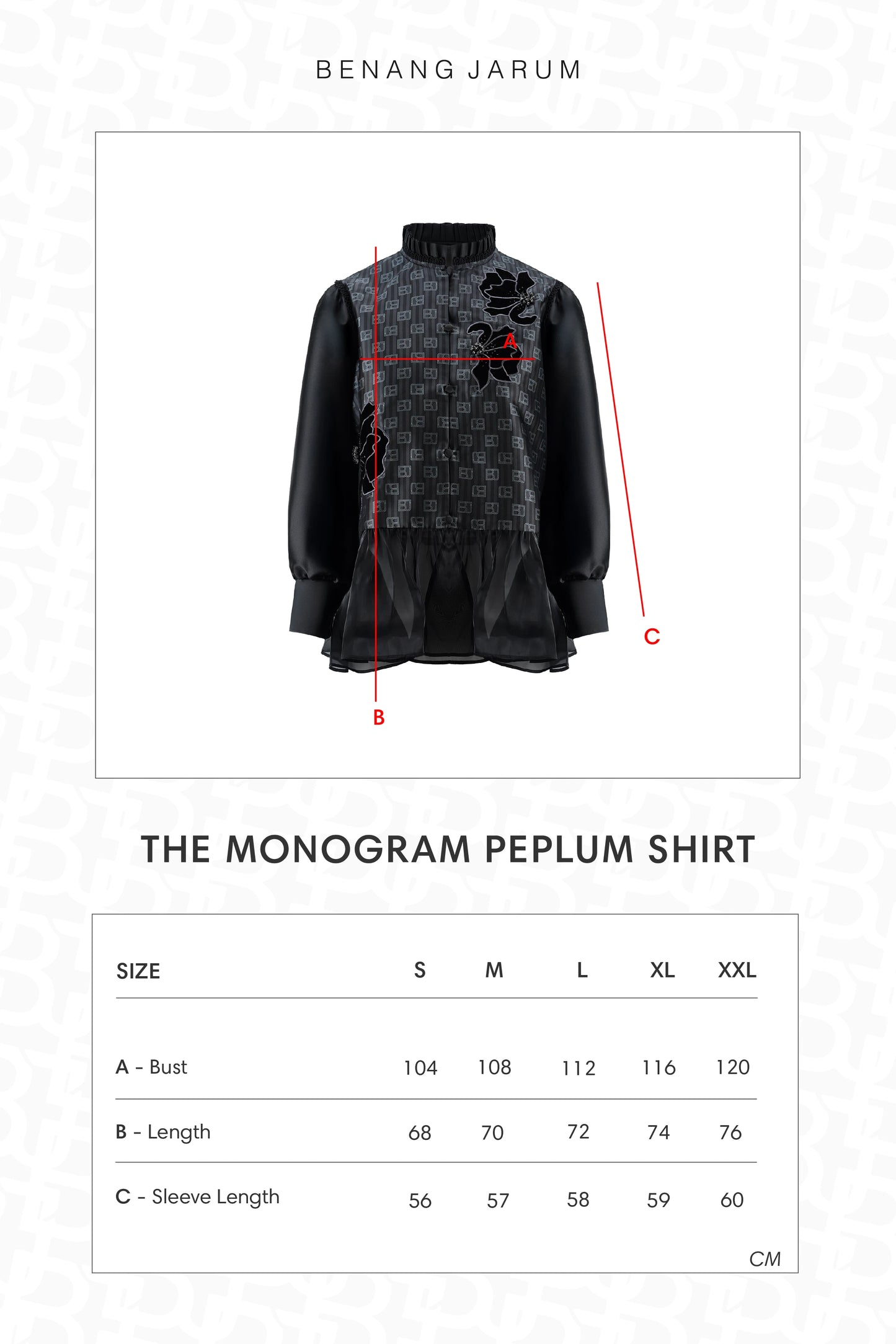 The Monogram Peplum Shirt - Black