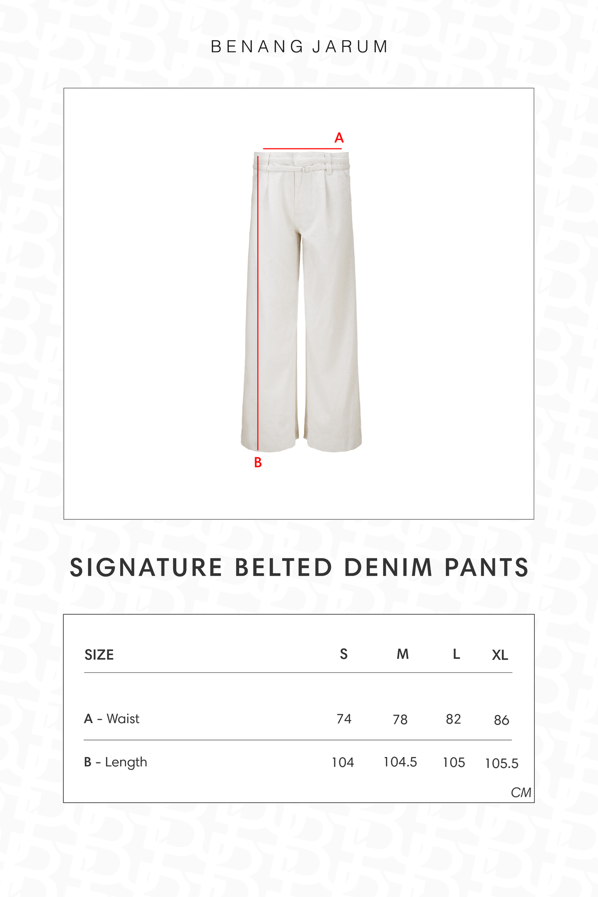Signature Belted Denim Pants - White