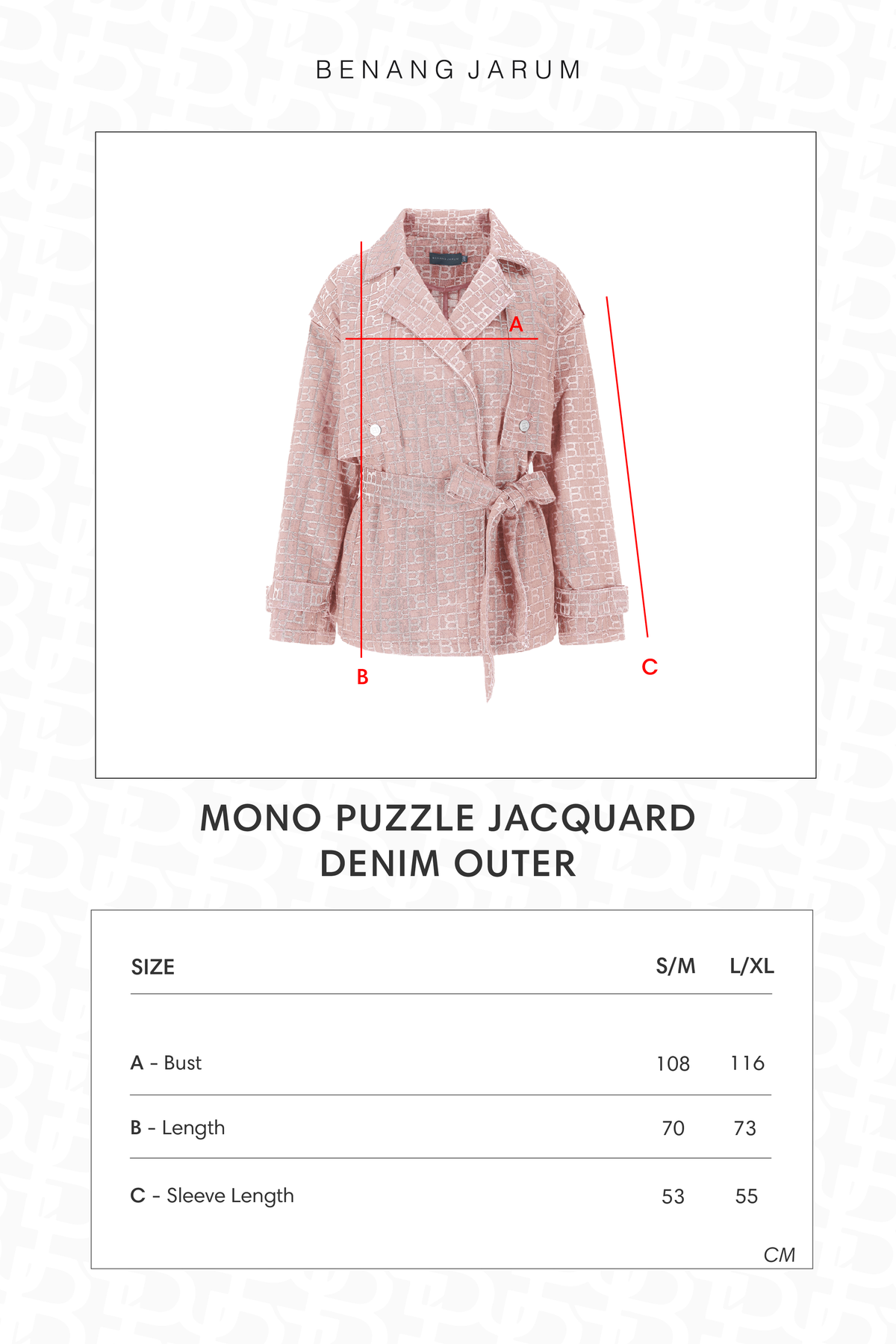 Mono Puzzle Jacquard Denim Outer - Pink