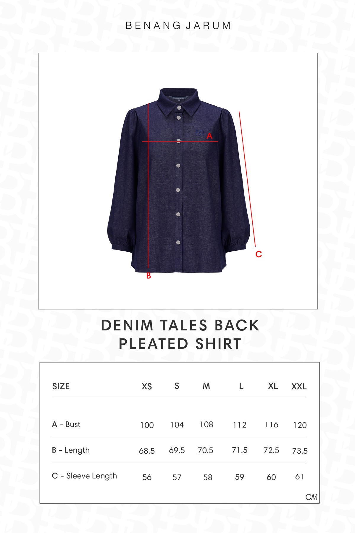Denim Tales Back Pleated Shirt - Dark Blue
