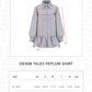 Denim Tales Peplum Shirt - Grey