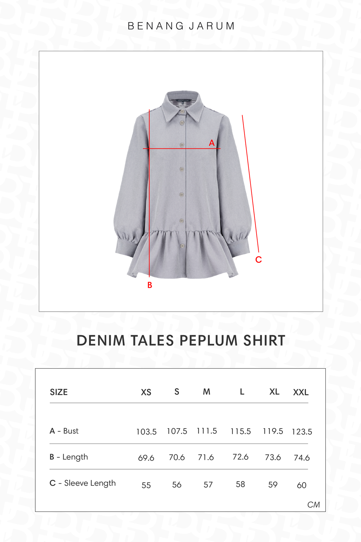 Denim Tales Peplum Shirt - Grey