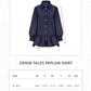 Denim Tales Peplum Shirt - Dark Blue