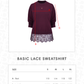 Basic Lace Sweatshirt - Berry