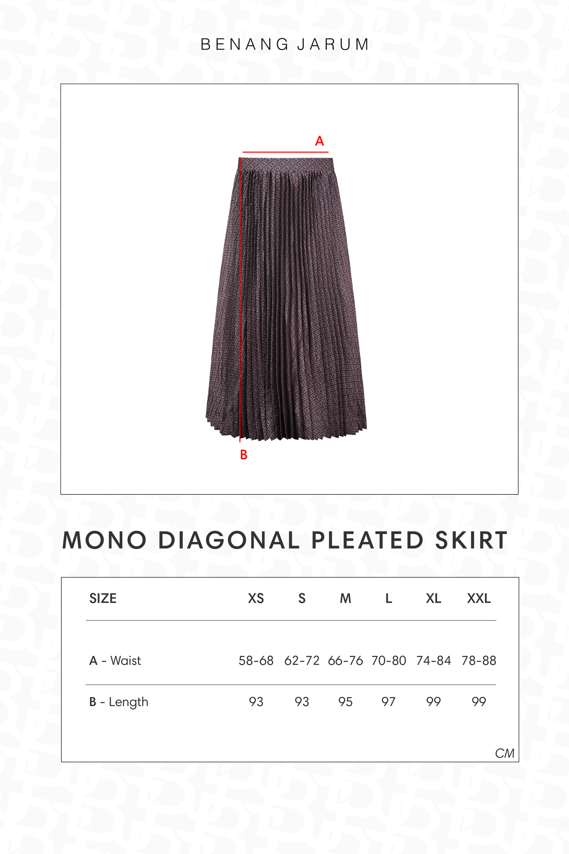 Mono Diagonal Pleated Skirt - Black Choco – Benang Jarum