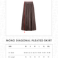 Mono Diagonal Pleated Skirt - Berry