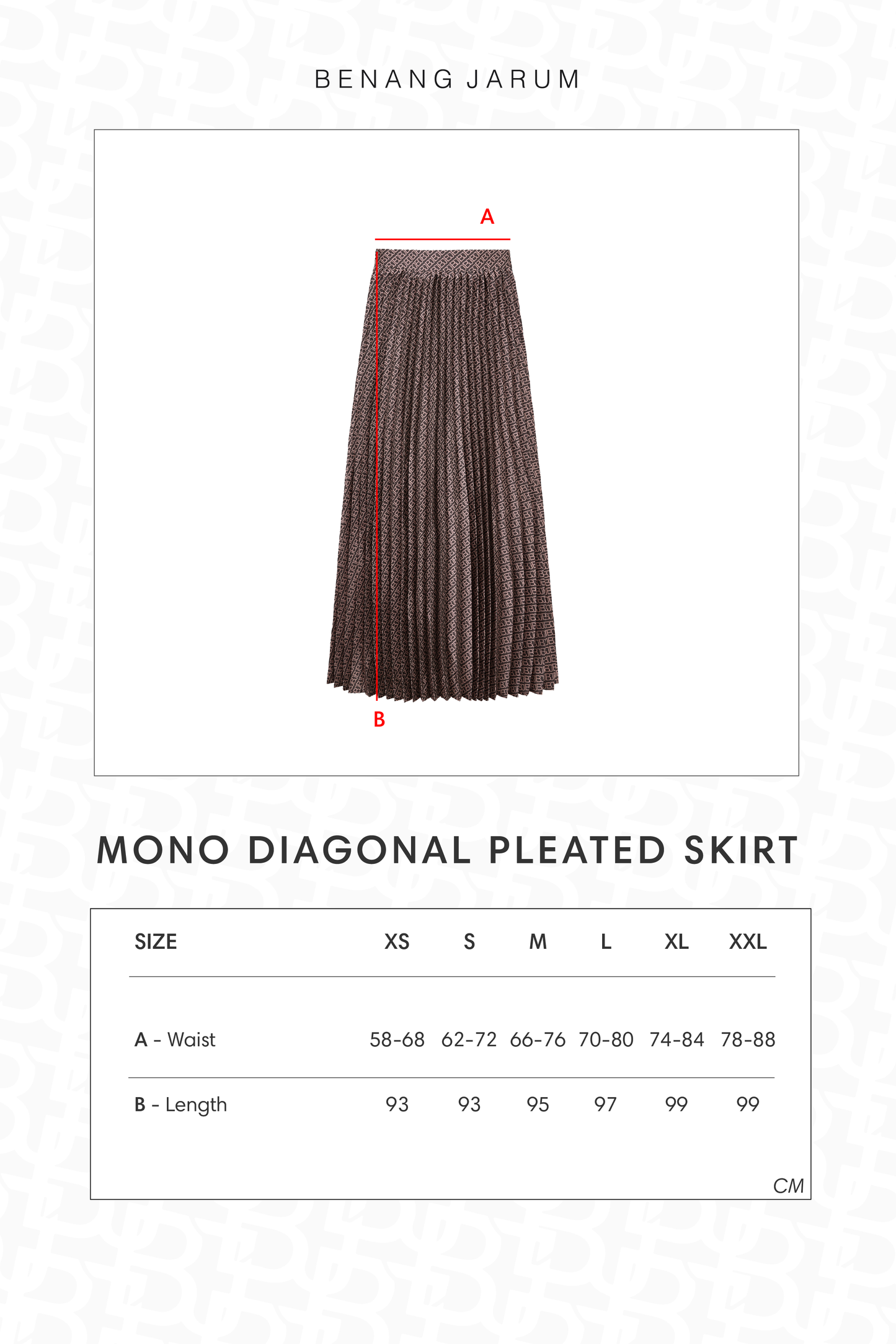 Mono Diagonal Pleated Skirt - Berry