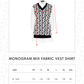 Monogram Mix Fabric Vest Shirt - White/Black