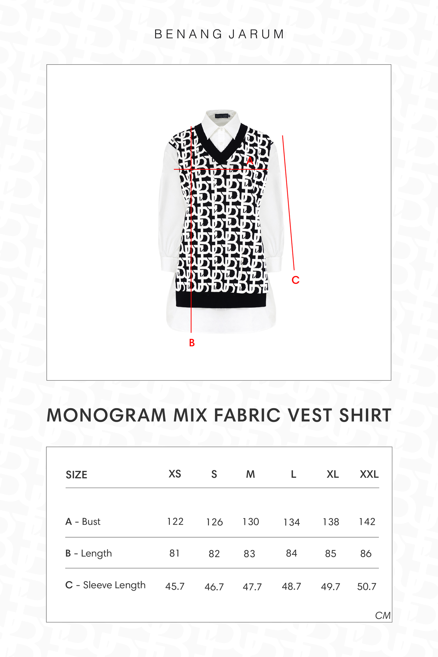 Monogram Mix Fabric Vest Shirt - White/Black