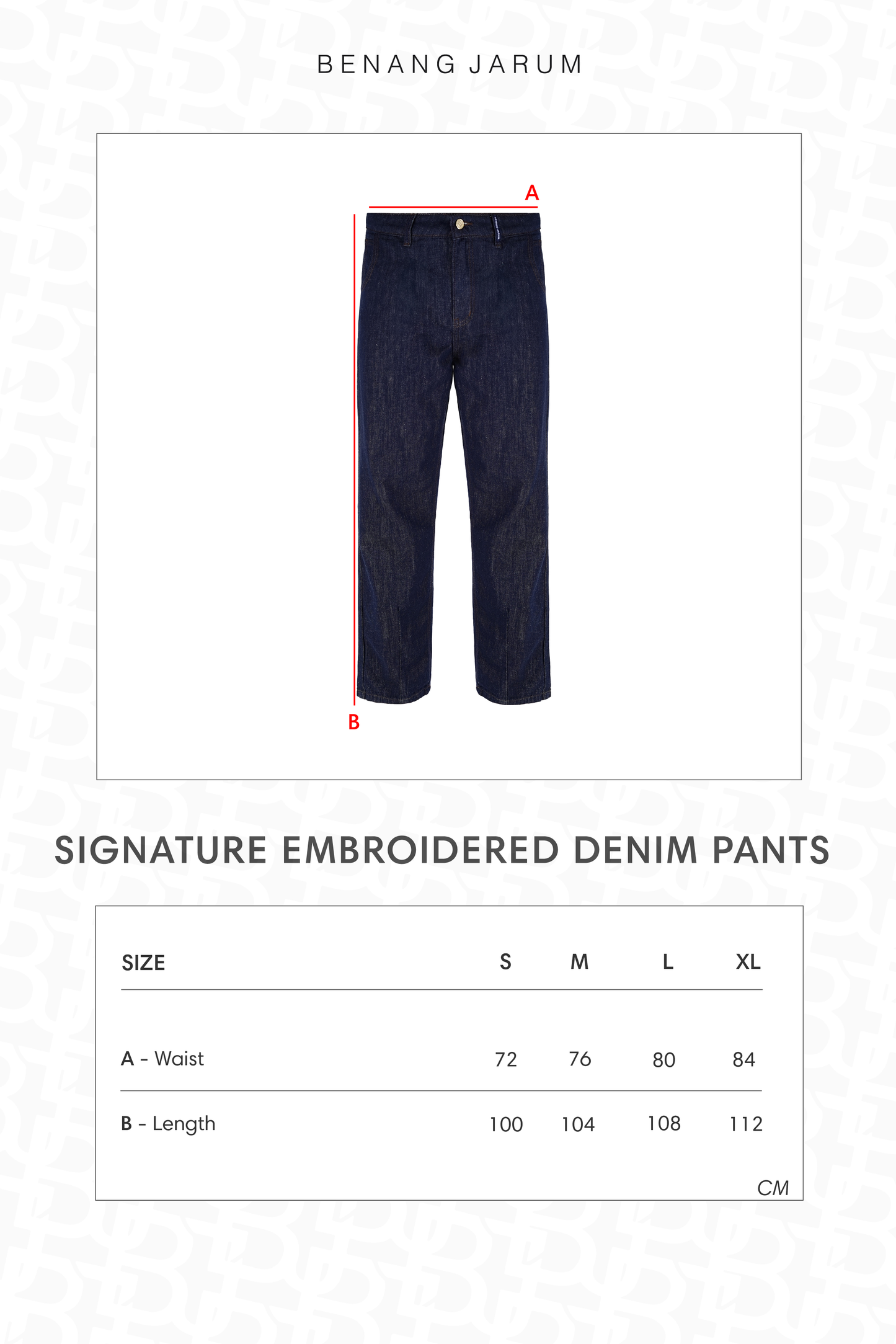 Signature Embroidered Denim Pants - Blue