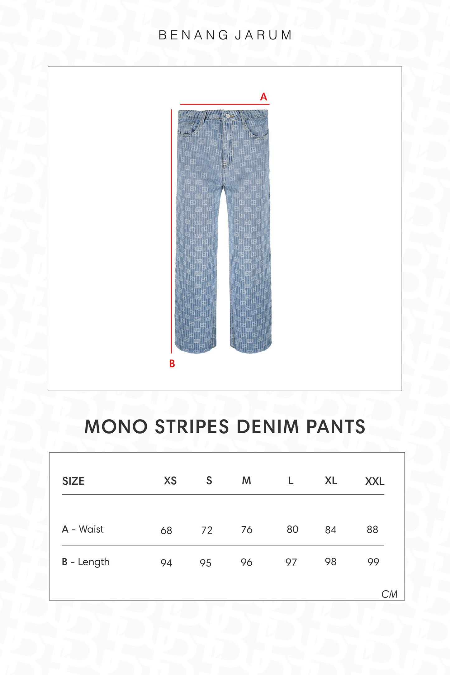 Mono Stripes Denim Pants - Timeless Blue