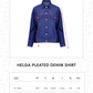 Helga Pleated Denim Shirt - Navy