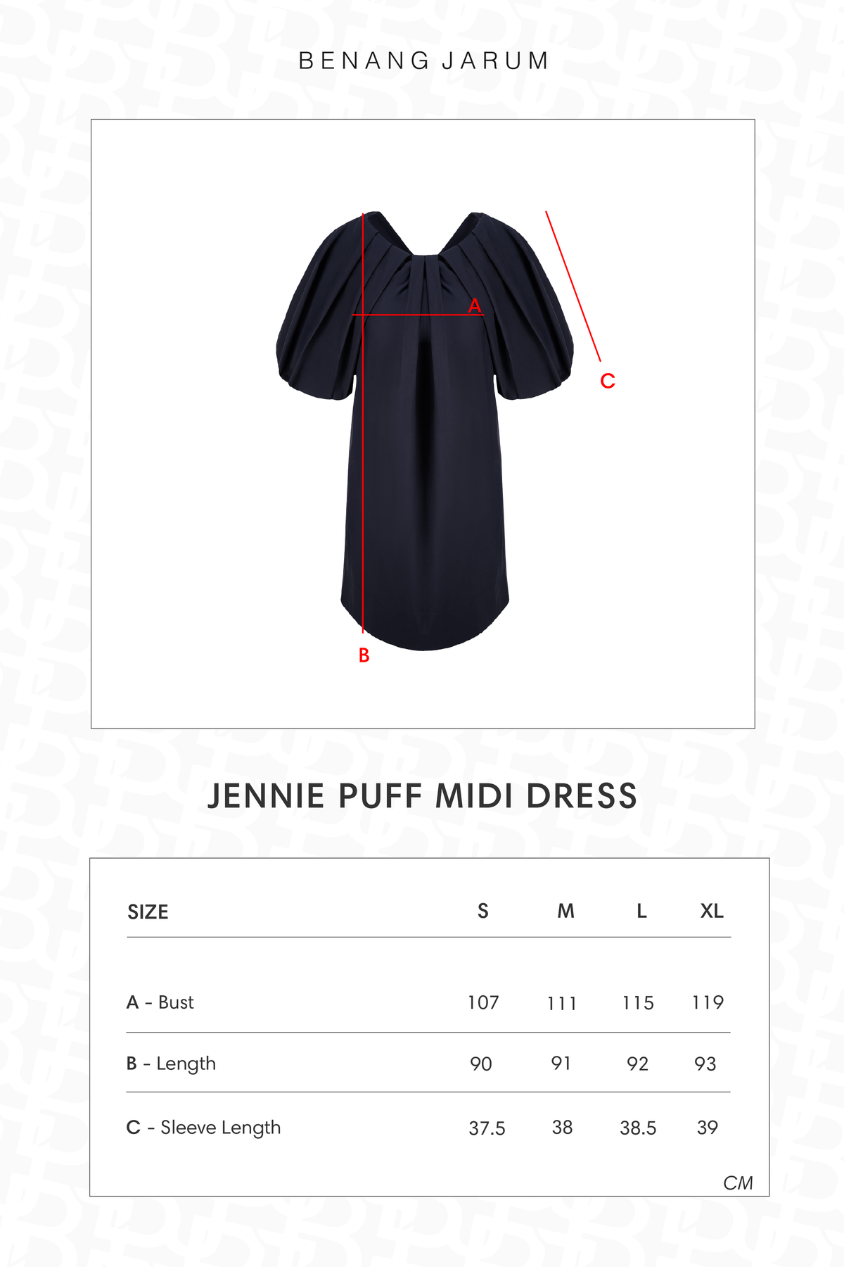 Jennie Puff Midi Dress - Navy