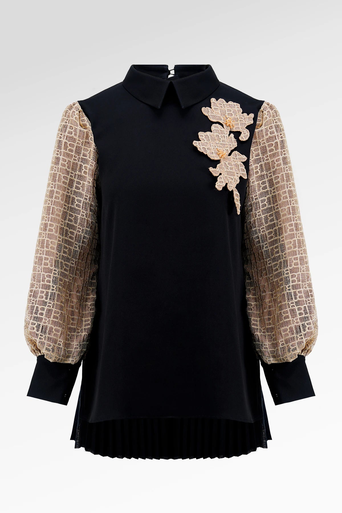 The Monogram Back Pleated Blouse - Black Choco