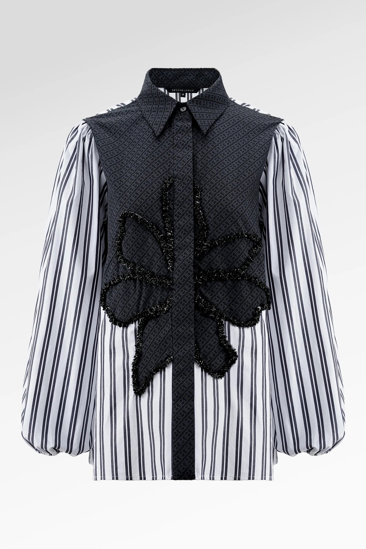 The Monogram Embroidery Beads Shirt - Black Choco