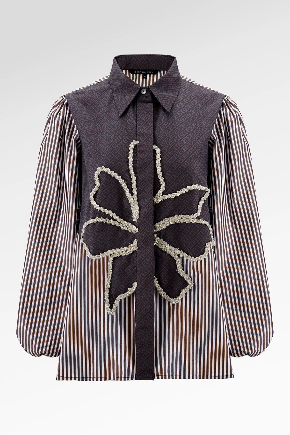 The Monogram Embroidery Beads Shirt - Choco