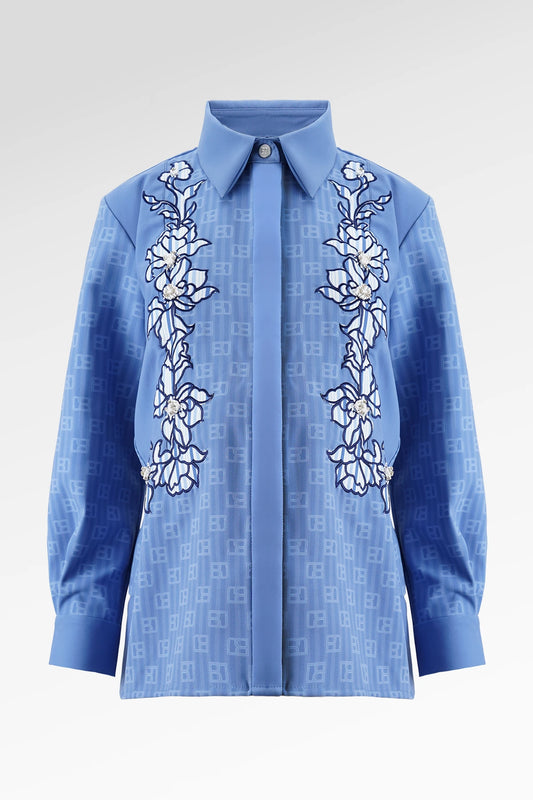 The Monogram Embroidery Shirt - Timeless Blue