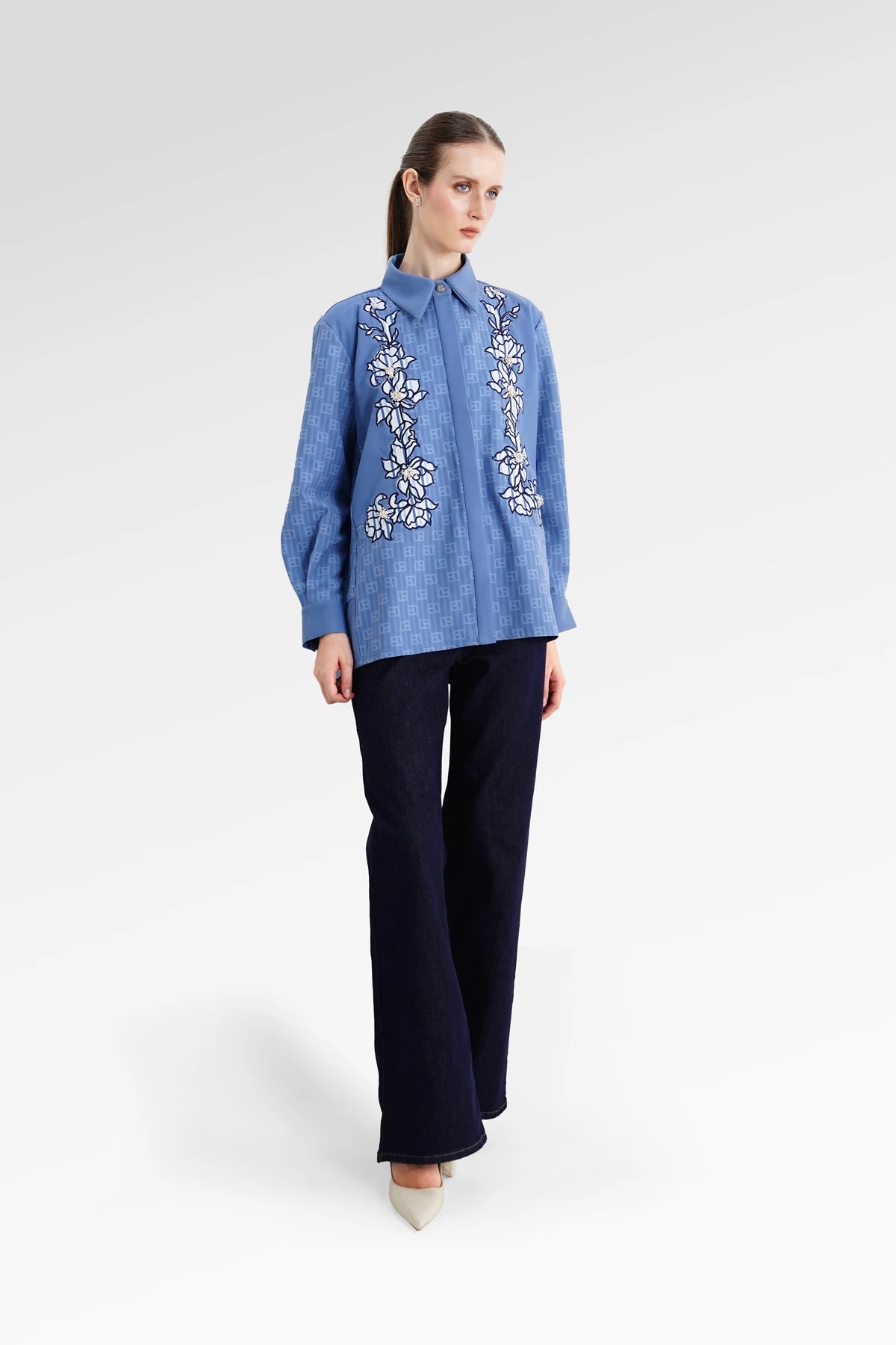 The Monogram Embroidery Shirt - Timeless Blue
