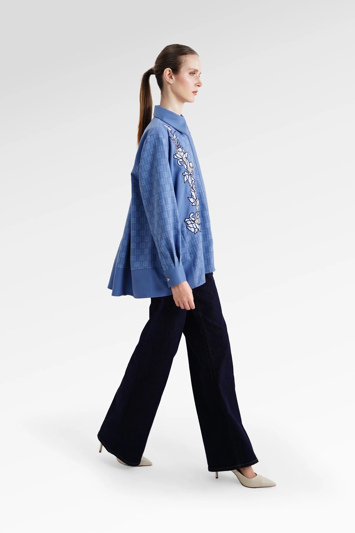The Monogram Embroidery Shirt - Timeless Blue