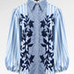 The Monogram Embroidery Velvet Shirt - Timeless Blue