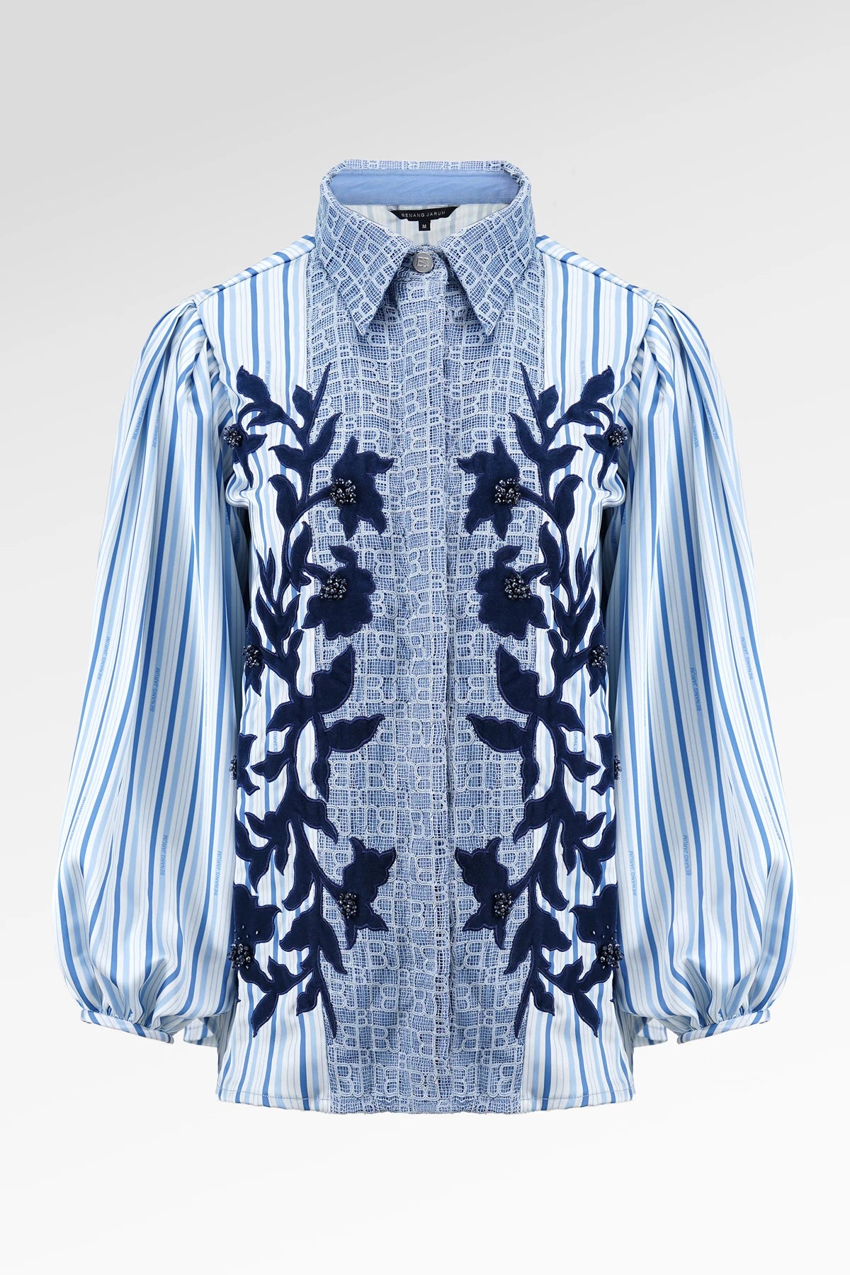 The Monogram Embroidery Velvet Shirt - Timeless Blue