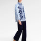 The Monogram Embroidery Velvet Shirt - Timeless Blue